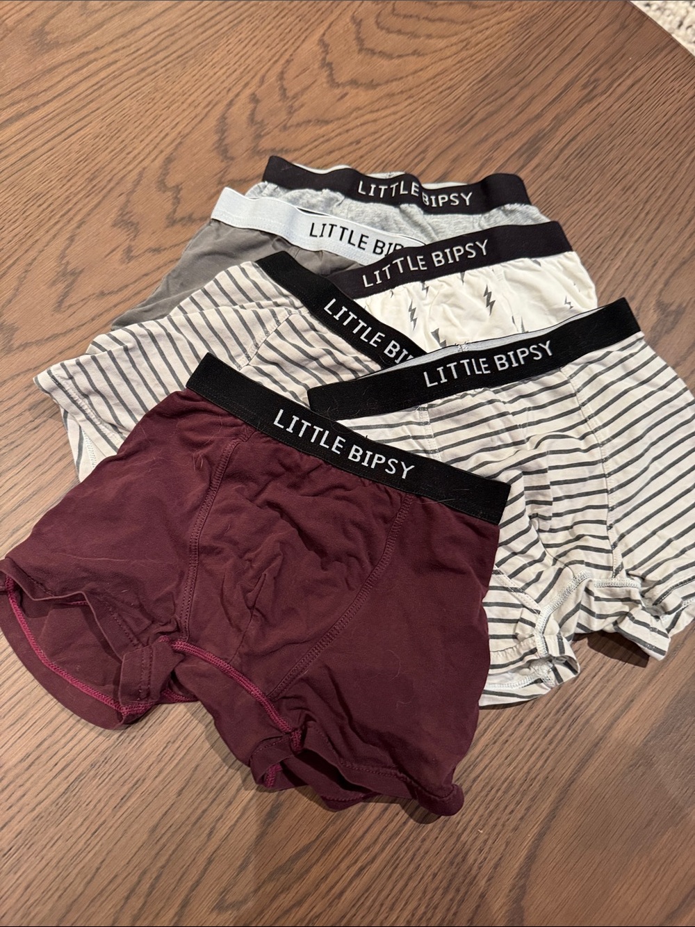 Little Bipsy Boys' Boxer Briefs 6 Pack - Maroon & Neutral Stripes